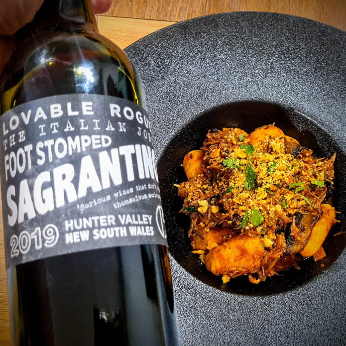 Gnocchi di Zucca Con Ragù di Agnello e Funghi - Pumpkin Gnocchi with Slow-Braised Lamb & Mushroom Ragù with Carillion Sagrantino red wine