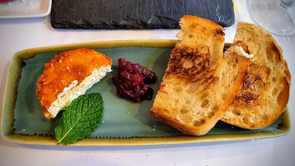 Fried French Goats Cheese, beetroot, fig & quince jam, toasted sourdough