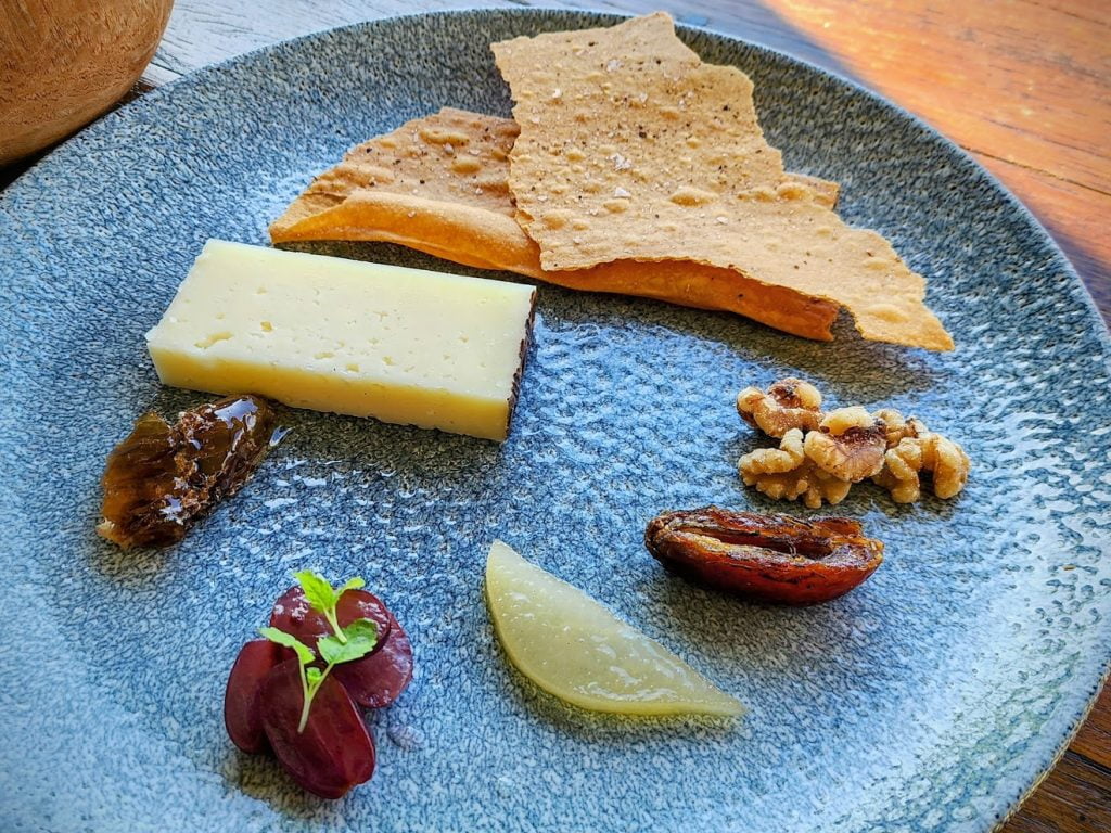 Spanish Manchego, lavosh, honey