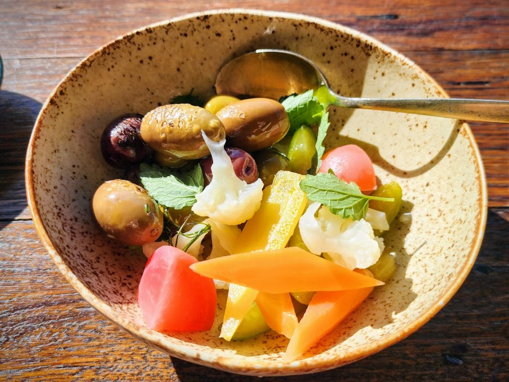 Pickled vegetables and olives