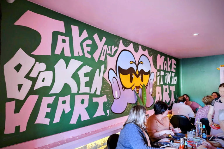 The Lucky Bee - Take Your Broken Heart and Make It Art mural